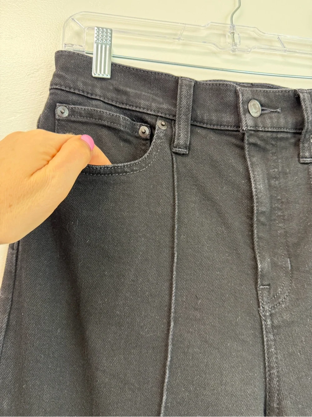 J.Crew Pintuck Denim Black High-Rise Wide-Leg Women's trouser Size 28